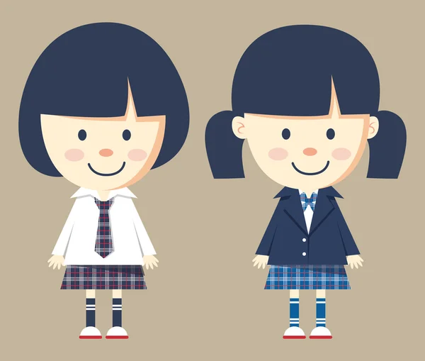 Cute little girl wearing school uniform — Stock Vector