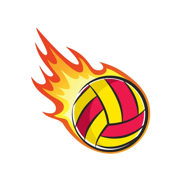 Flaming volleyboll bollen — Stock vektor