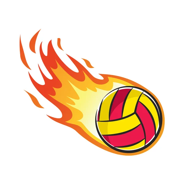 Bola de voleibol en llamas — Vector de stock