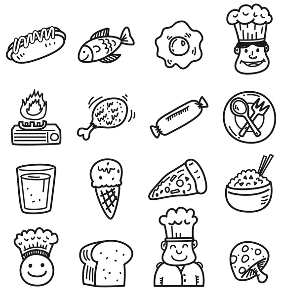 Iconos de comida y chef — Vector de stock