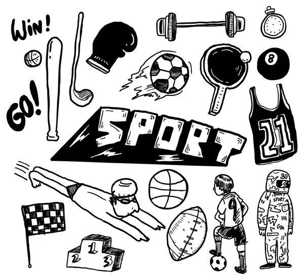 Dibujos animados deporte iconos conjunto — Archivo Imágenes Vectoriales