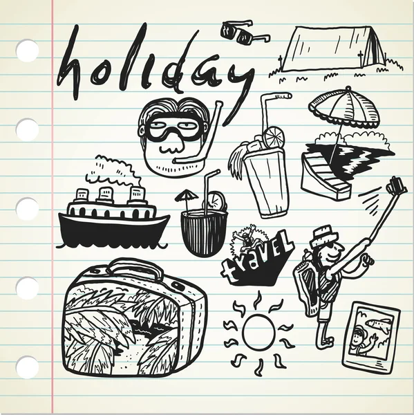 Conjunto de viagem, ícones de férias — Vetor de Stock