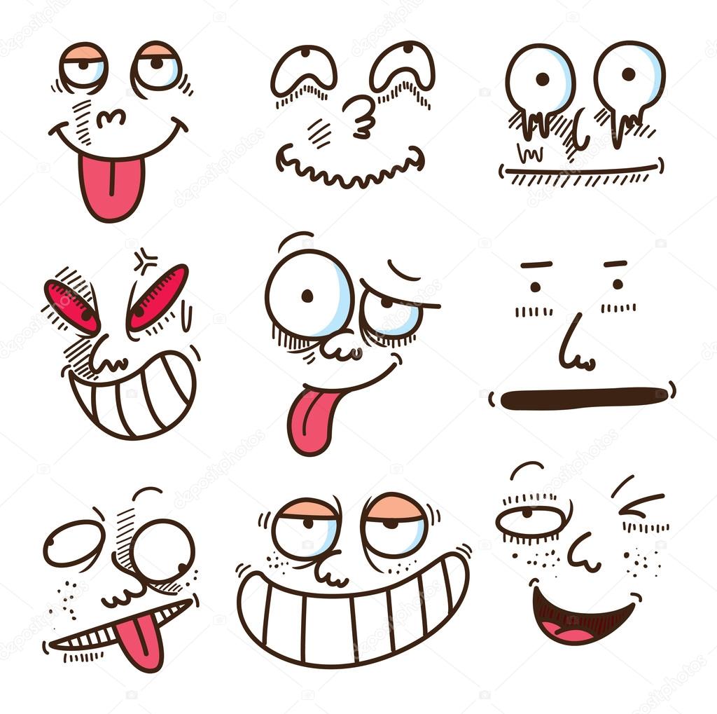 Cartoon expressions set