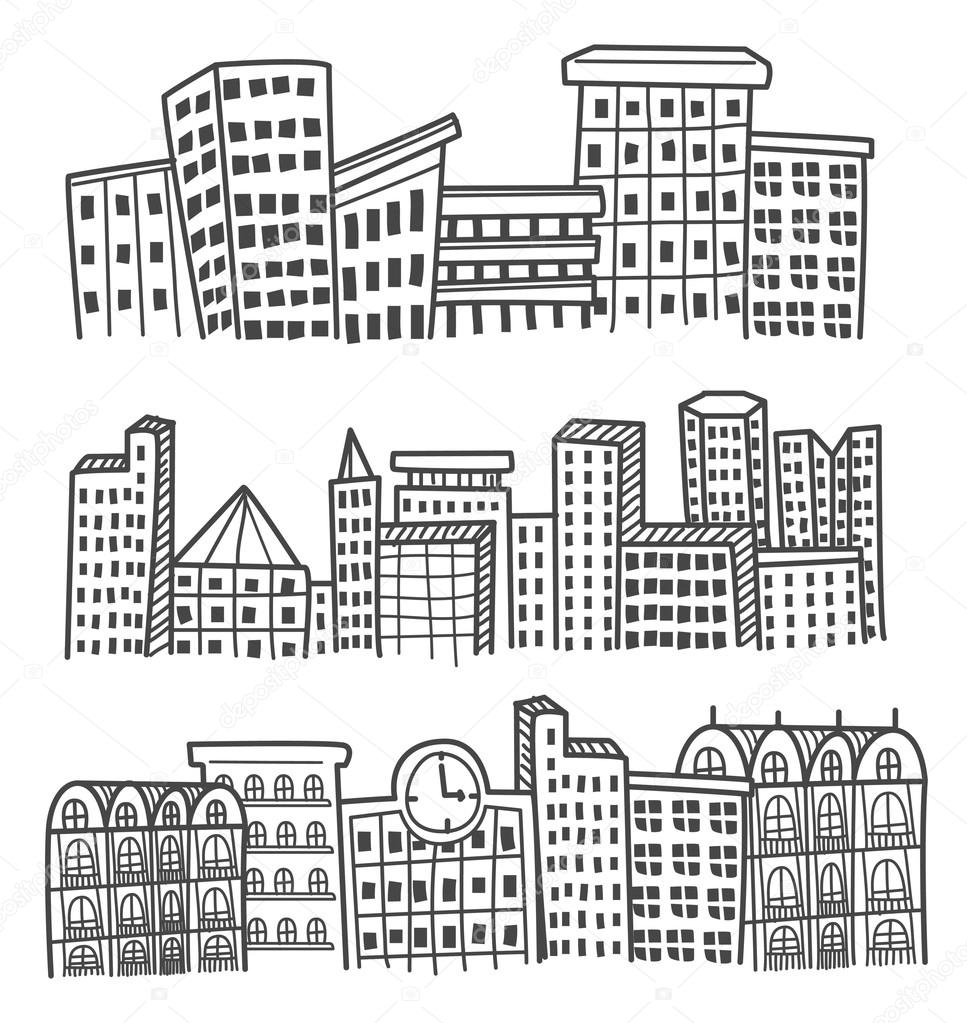 cartoon city buildings