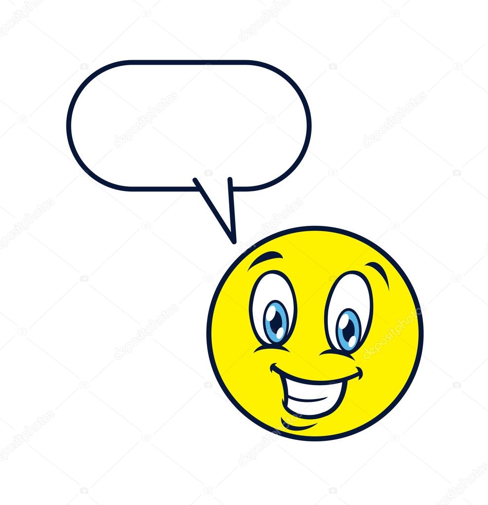 Emoticon with speech bubble — Stock Vector © mhatzapa 81208672