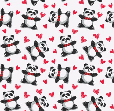 kalpleri arka plan ile Panda