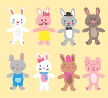 karikatür tavşan kümesi