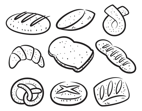 Set di icone del pane del fumetto — Vettoriale Stock