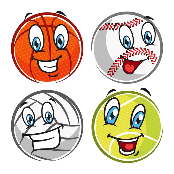 Conjunto de bolas de desporto de desenhos animados — Vetor de Stock