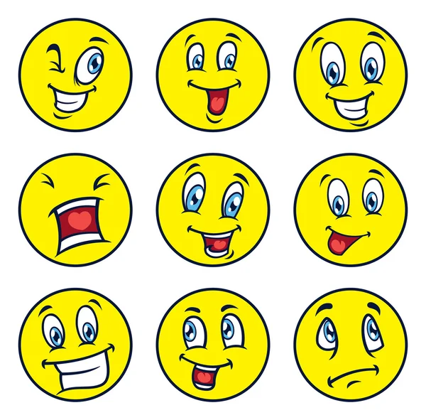Conjunto de emoticons desenhos animados — Vetor de Stock