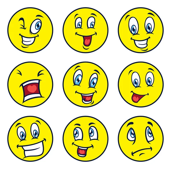 Emoticonos de dibujos animados conjunto — Archivo Imágenes Vectoriales