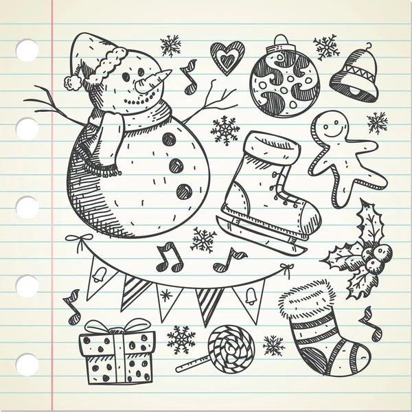 クリスマス漫画のアイコンのセット — ストックベクタ