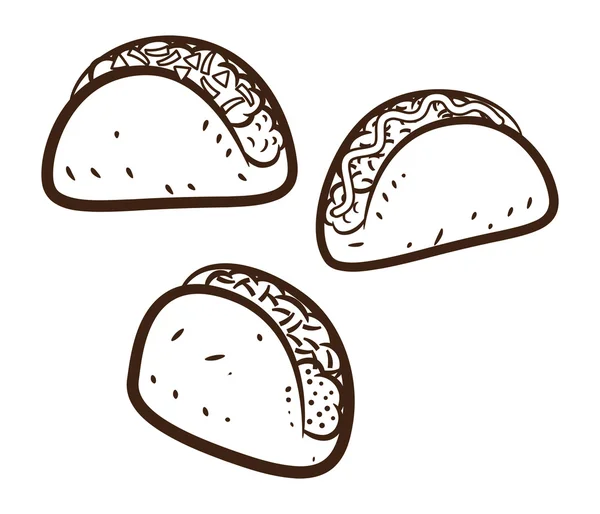 Set van Mexicaanse cartoon taco — Stockvector