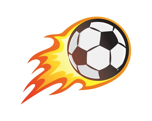 Ballon de football avec flamme — Image vectorielle