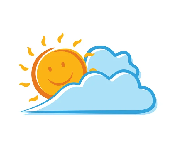 Dibujos animados sol y nubes — Vector de stock