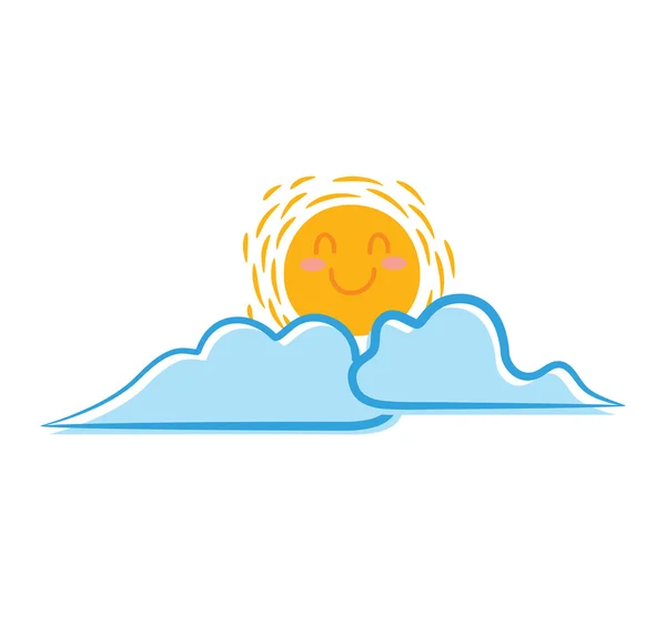Sun and clouds cartoon — Stock Vector