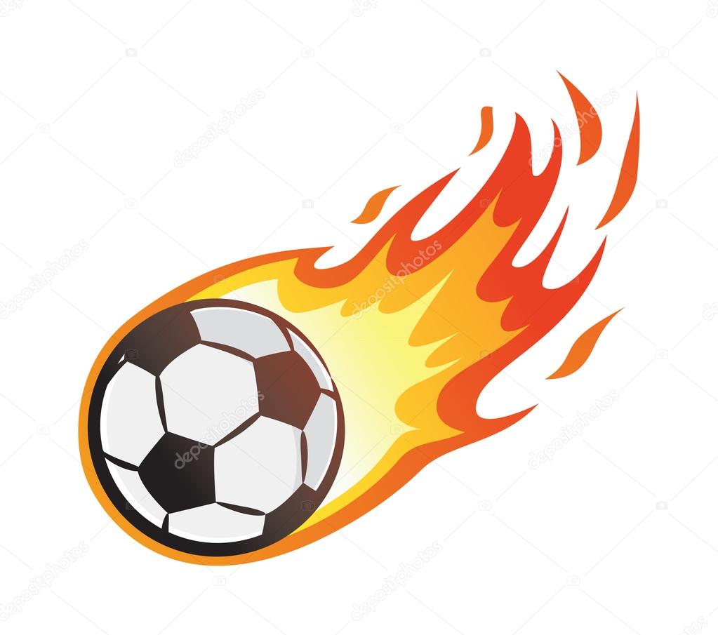 Soccer ball with flame