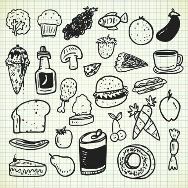 Çeşitli gıda karikatür simgeleri