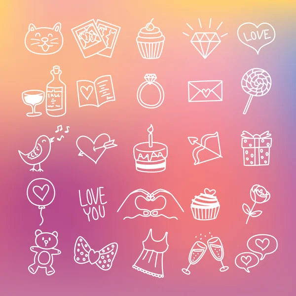 Valentine day icons set — Stock Vector