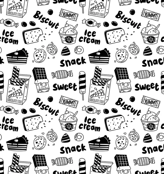 Varios dulces, bocadillos de dibujos animados — Vector de stock