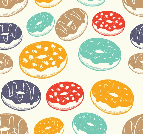 Vintage doughnut pattern — Stock Vector