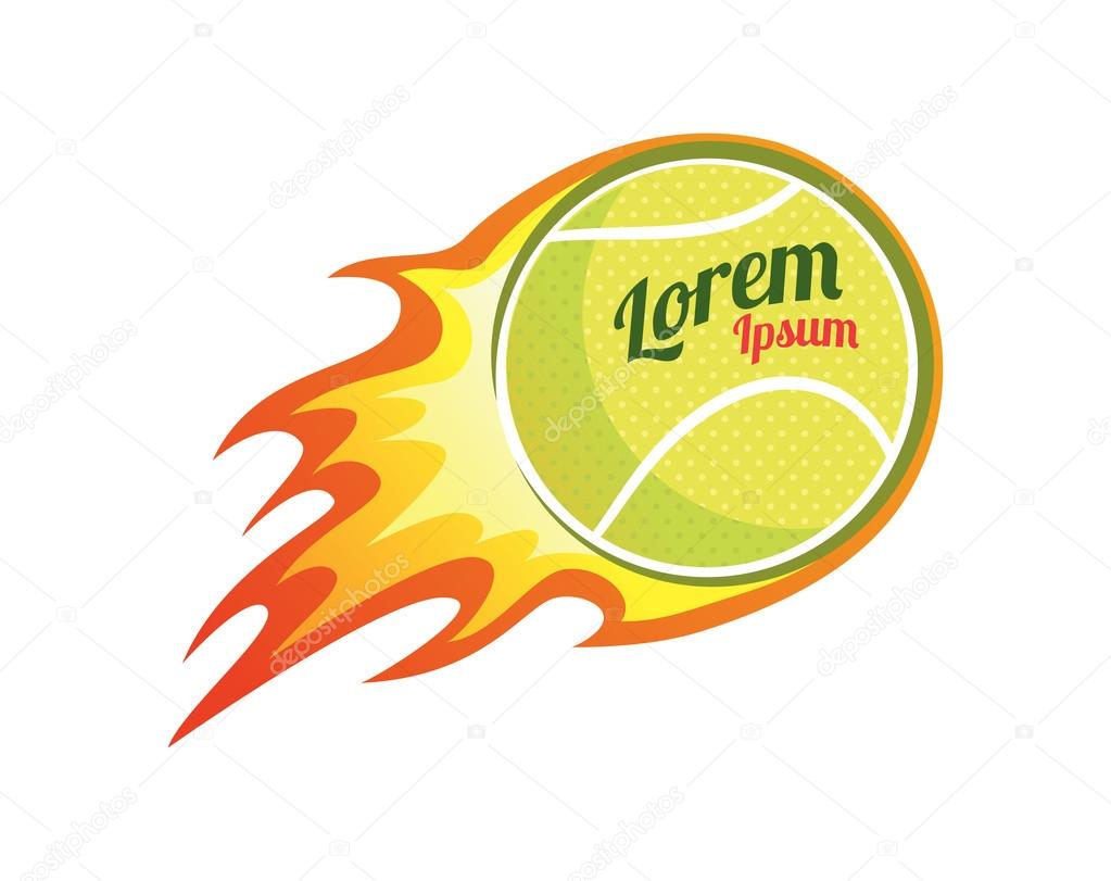 Tennis ball with flame