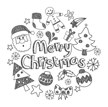 karikatür Noel simgeleri kompozisyon