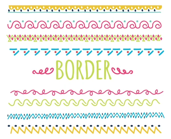 Colorful decorative borders set — Stock Vector