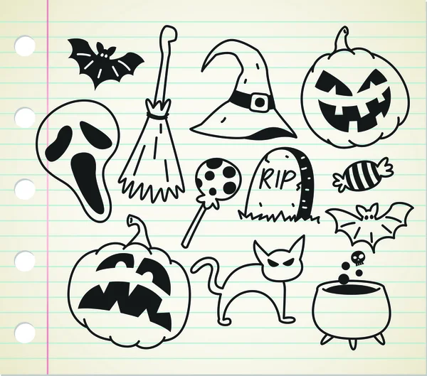 Set van halloween cartoon pictogrammen — Stockvector