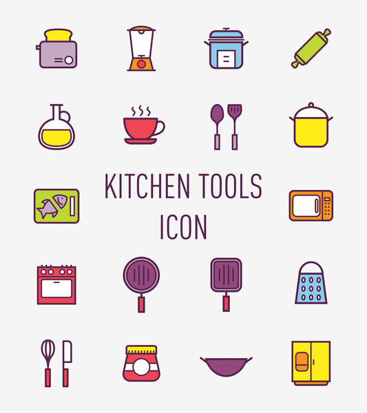 set of kitchen tools icons