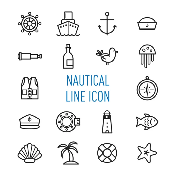 Conjunto de iconos náuticos, de mar — Archivo Imágenes Vectoriales
