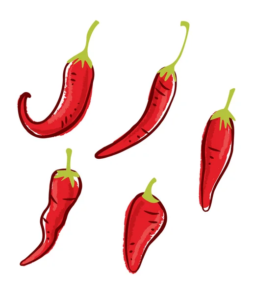 Set van chili peper pictogrammen — Stockvector