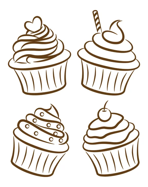 Set of cupcake icons — Stock Vector