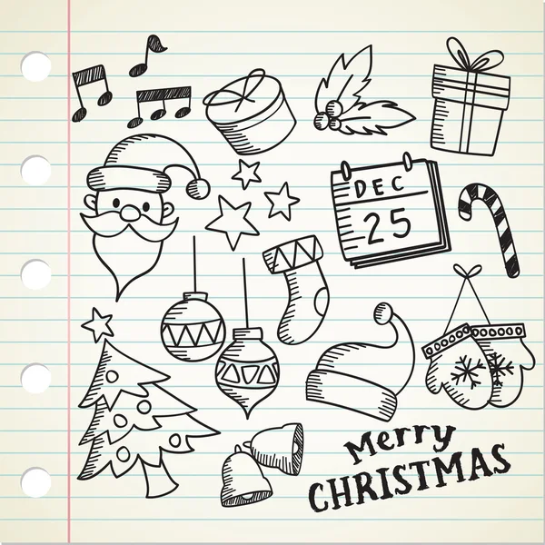 Dibujos animados iconos de Navidad composición — Vector de stock