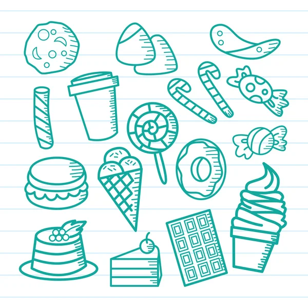 Eten en drinken cartoon pictogrammen — Stockvector