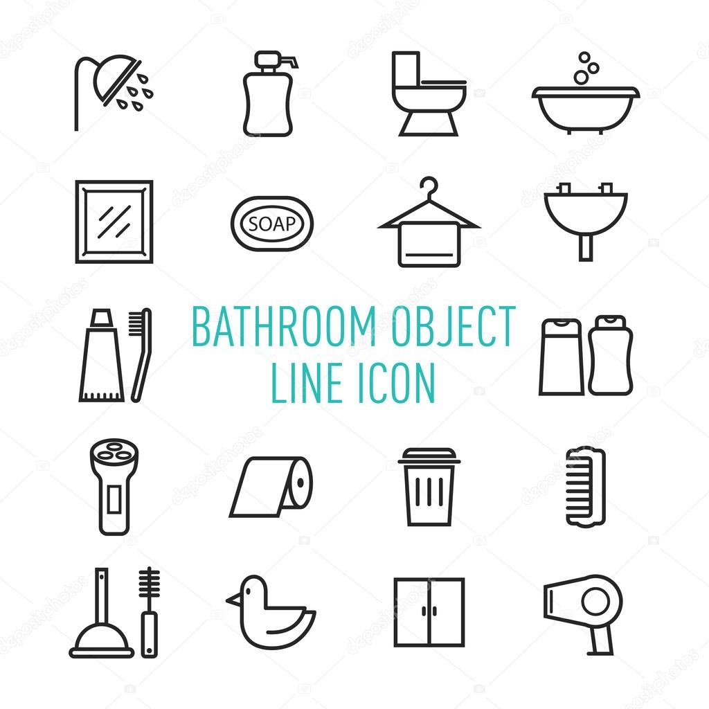 set of bathroom, washing icons