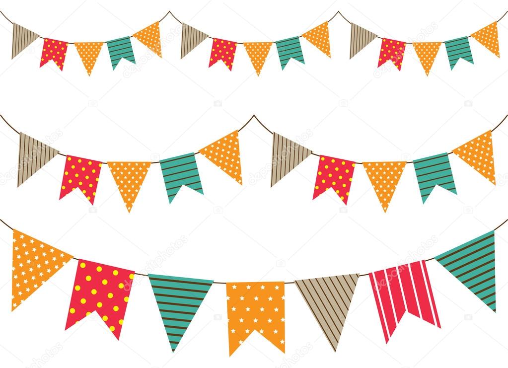 colorful bunting flags set