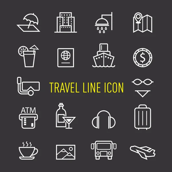 Conjunto de viajes, iconos turísticos — Vector de stock