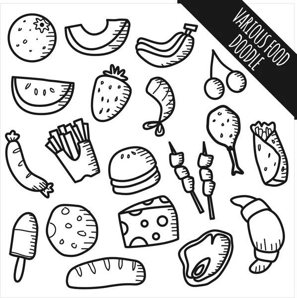 Varios iconos de alimentos conjunto — Archivo Imágenes Vectoriales