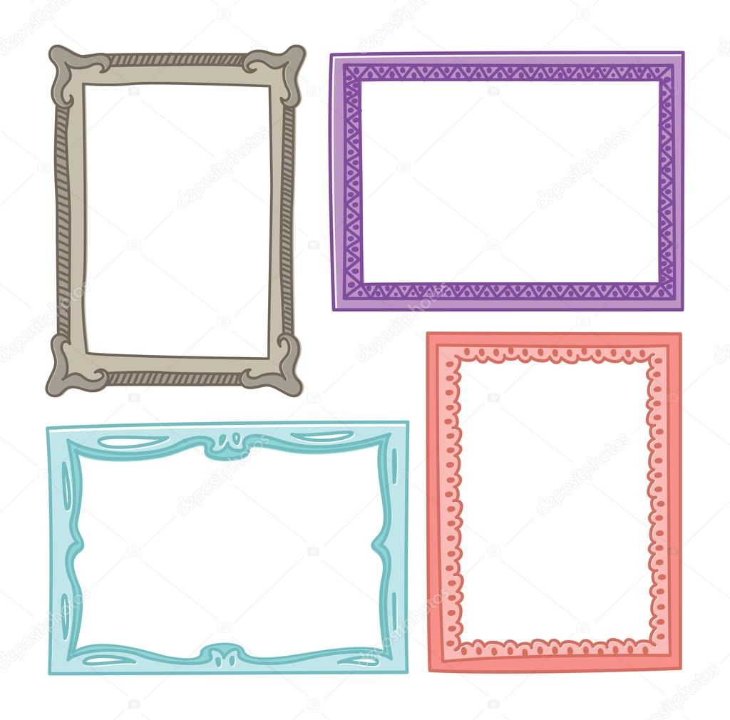 set of colorful vintage frames