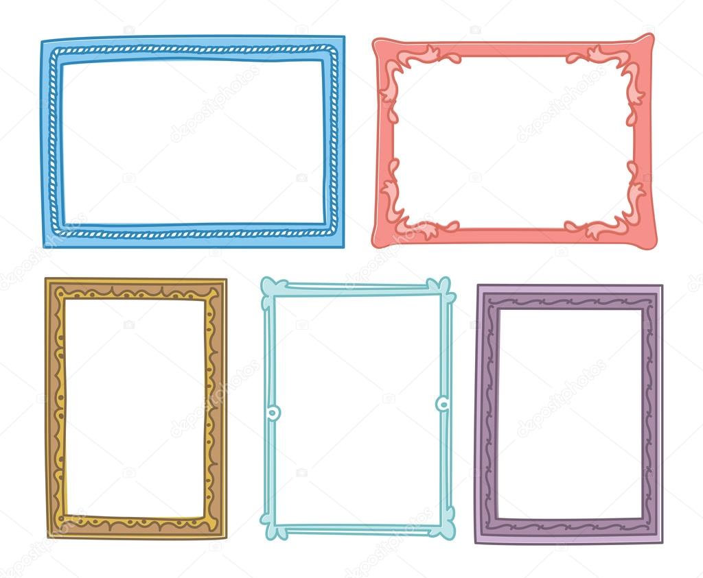 set of colorful vintage frames