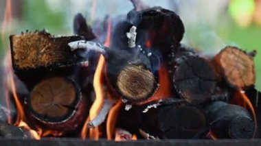 Yanan odunların yavaş hareketi