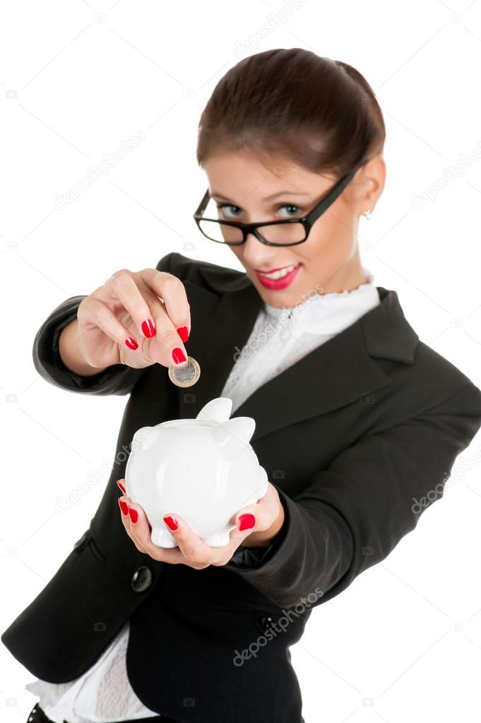Woman saving money 