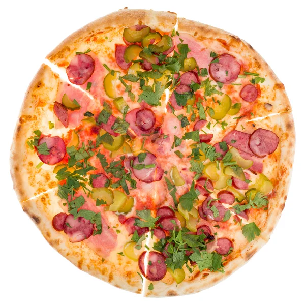 Pizza från toppen — Stockfoto