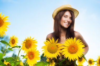 Ayçiçeği kadınla