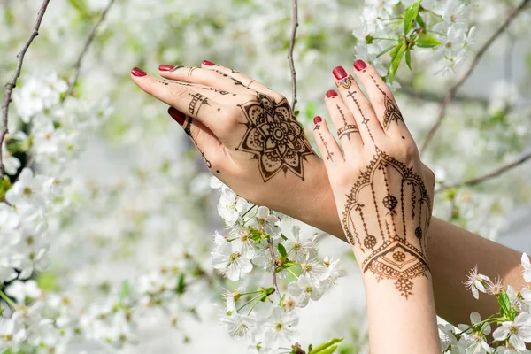 Mãos com mehndi — Fotografia de Stock