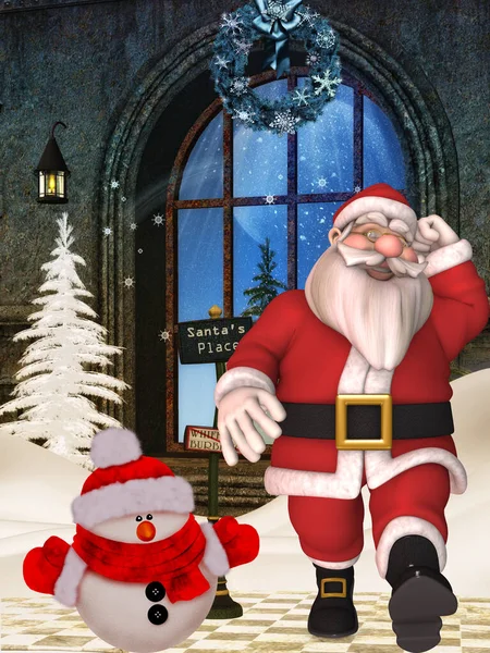 Rendering Cartone Animato Babbo Natale — Foto Stock