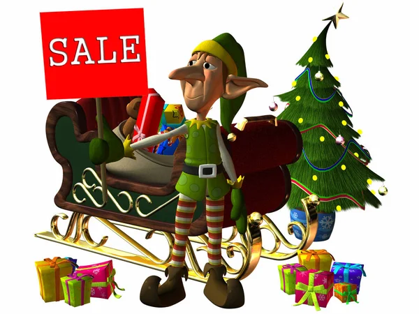 Toon Elf Sale Sign — Stock Photo, Image