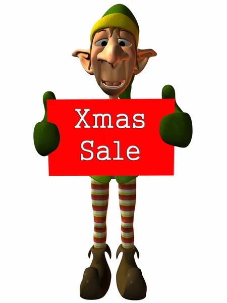 Toon Elf Sale Sign — Stock Photo, Image