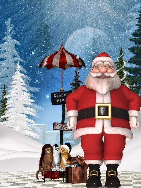 Рендеринг Toon Santa Claus — стоковое фото